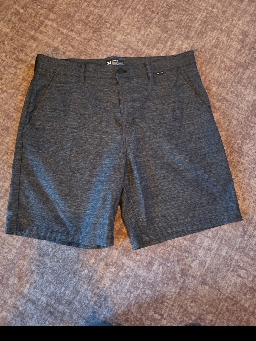 Hurley Men's Charcoal Flat Front Performance Shorts